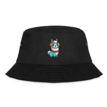 Llama Funny Cartoon Character Headphone Music - Bucket Hat - black - Front - Lela (165cm)