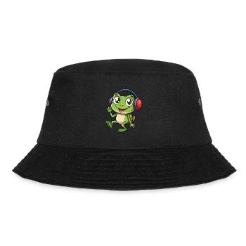 Frog Funny Cartoon Character Headphone Music - Bucket Hat - black - Front - Lela (165cm)