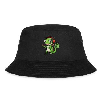 Chameleon Funny Cartoon Character Headphone Music - Bucket Hat - black - Front - Lela (165cm)