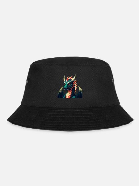 Drache Cartoon Figur Buntes Haustier Tier - Bucket Hat - Schwarz