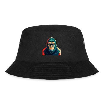 Gorilla Cartoon Figur Buntes Haustier Tier - Bucket Hat - Schwarz - Vorne - Lela (165cm)