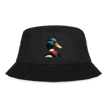 Ente Cartoon Figur Buntes Haustier Tier - Bucket Hat - Schwarz - Vorne - Lela (165cm)