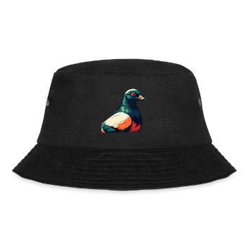 Pigeon Cartoon Character Colorful Pet Animal - Bucket Hat - black - Front - Lela (165cm)