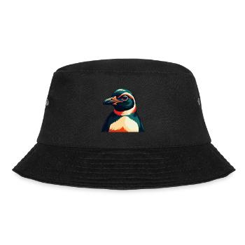 Pinguin Zeichentrickfigur Buntes Haustier Tier - Bucket Hat - Schwarz - Vorne - Lela (165cm)
