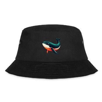 Whale Cartoon Character Colorful Pet Animal - Bucket Hat - black - Front - Lela (165cm)