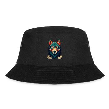 Wolf Cartoon Character Colorful Pet Animal - Bucket Hat - black - Front - Lela (165cm)