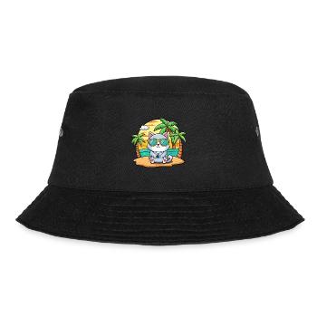 Katze Lustige Cartoon Sommer Strand Sonnenbrille - Bucket Hat - Schwarz - Vorne - Lela (165cm)