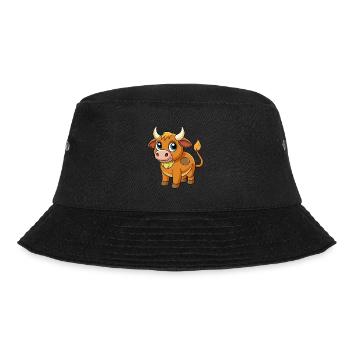 Bull Cute Mascot Cartoon Character Kawaii - Bucket Hat - black - Front - Lela (165cm)
