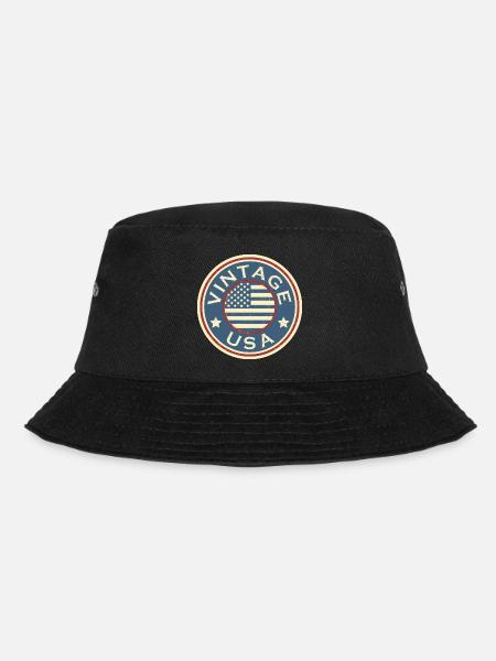 Vintage USA Grunge Style American Flag - Bucket Hat - black