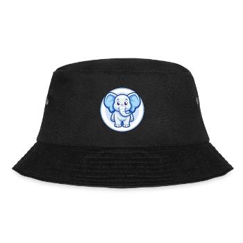 Elefant Blau Kawaii Cartoon Figur Clipart Haustier - Bucket Hat - Schwarz - Vorne - Lela (165cm)