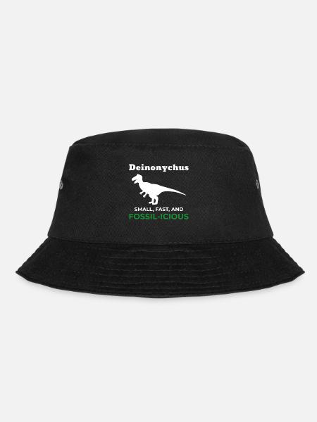Deinonychus Dinosaur Dino Paleontologist Fossil - Bucket Hat - black