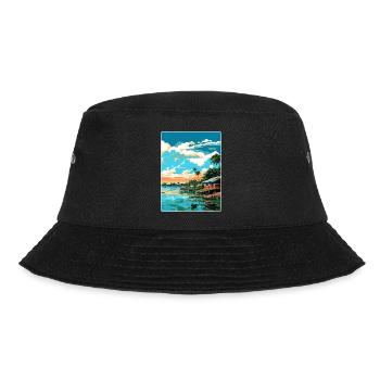 Manaus Brasilien Reise Poster Souvenir Malerei WPA - Bucket Hat - Schwarz - Vorne - Lela (165cm)