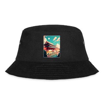 Verbotenes China Reise Poster Souvenir Farbe WPA - Bucket Hat - Schwarz - Vorne - Lela (165cm)