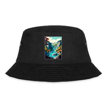 Geres Nationalpark Portugal Reise Posterkarte - Bucket Hat - Schwarz - Vorne - Lela (165cm)