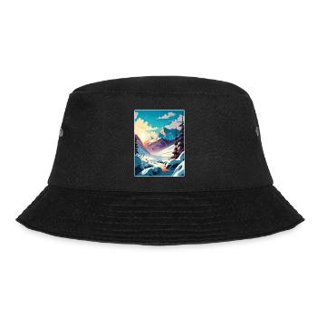 Les Arcs Skigebiet Schnee Frankreich Reiseplakat WPA - Bucket Hat - Schwarz - Vorne - Lela (165cm)