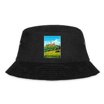 San Gimignano Italien Vintage Reise Poster Souvenir - Bucket Hat - Schwarz - Vorne - Lela (165cm)