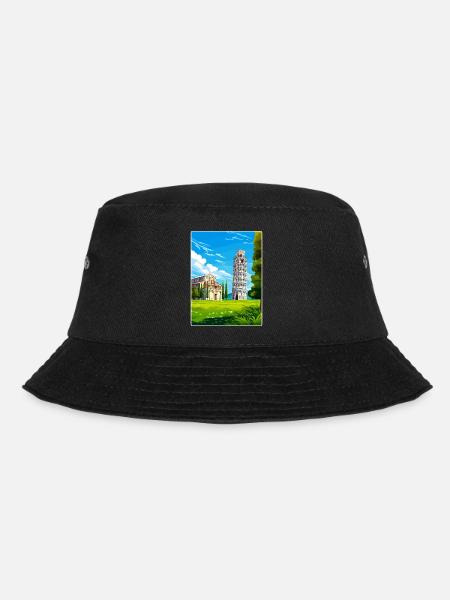 Pisa Italien Reise Poster Souvenir Postkarte Farbe - Bucket Hat - Schwarz