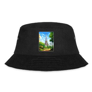 Paris France Travel Poster Souvenir Postcard Paint - Bucket Hat - black - Front - Lela (165cm)