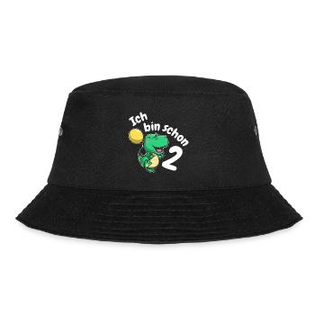 2nd Birthday Cute Dino Dinosaur Two 2 Years - Bucket Hat - black - Front - Lela (165cm)