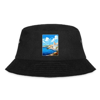 Agios Nikolaos Griechenland Reiseposter Souvenir WPA - Bucket Hat - Schwarz - Vorne - Lela (165cm)