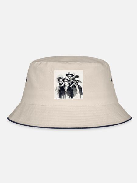 Freunde Tusche Porträt - Bucket Hat - Natur/Navy - Vorne