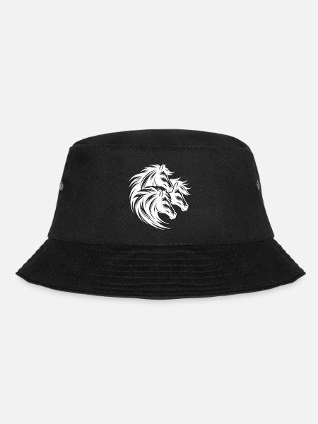 Drei Pferdeköpfe mit eleganter wilder Mähne - Bucket Hat - Schwarz