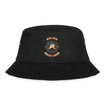 Mehr Meer - Weniger Sorgen - Bucket Hat - Schwarz - Vorne - Lela (165cm)