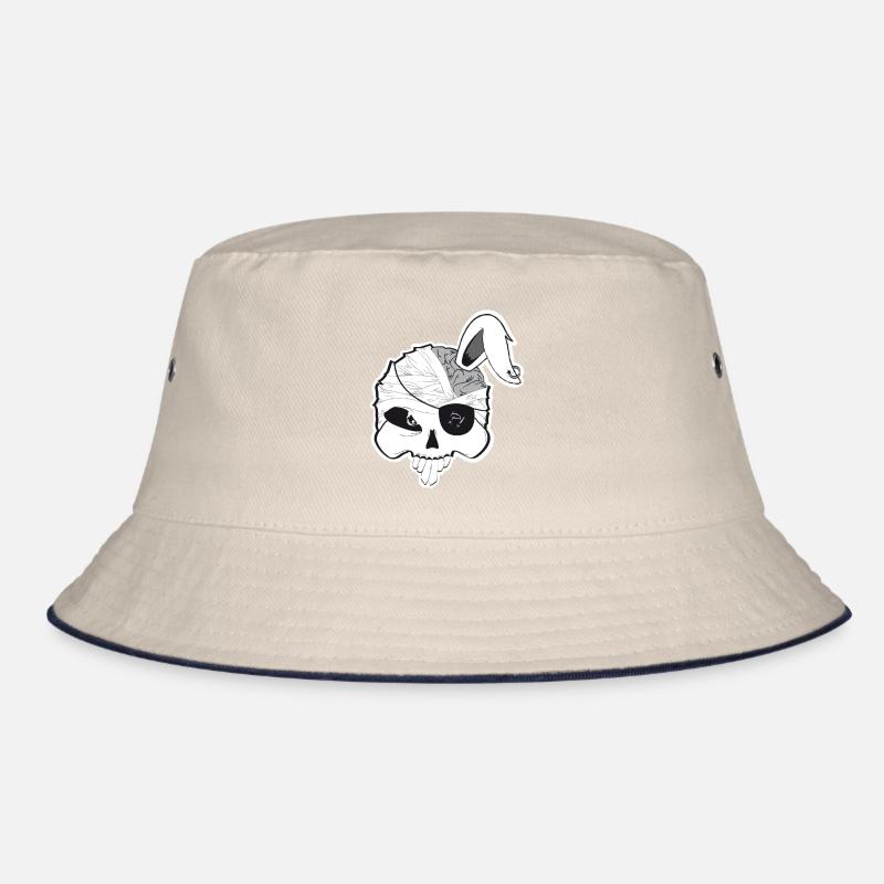 Pirate bunny skull with brain and rabbit ear Bucket Hat