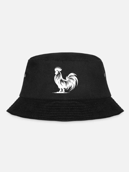 Stolzer Gockel Rassehahn mit großem Kamm - Bucket Hat - Schwarz