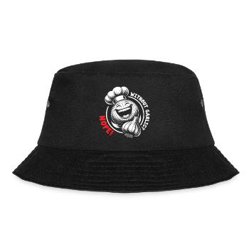Lachende Knoblauchknolle - nie ohne Knoblauch - Bucket Hat - Schwarz - Vorne - Lela (165cm)