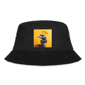 Blauer Vogel mit Fliege - Bucket Hat - Schwarz - Vorne - Lela (165cm)