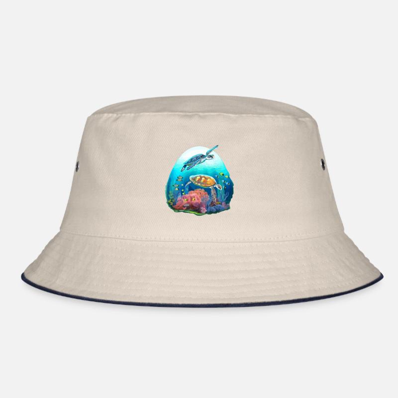 Oceanic Beauty: Underwater Scene with Colorful Ree Bucket Hat