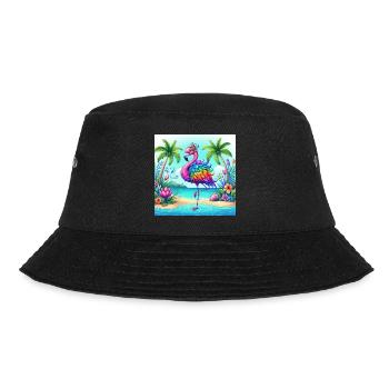 Schöner Flamingo - Bucket Hat - Schwarz - Vorne - Lela (165cm)