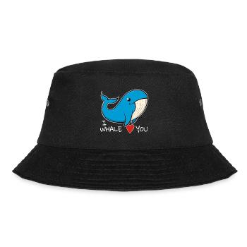 "I whale love you" Funny blue whale. - Bucket Hat - black - Front - Lela (165cm)