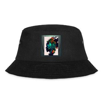 Cool Weed Head: Psychedelische Ornamente und Abstraktes - Bucket Hat - Schwarz - Vorne - Lela (165cm)