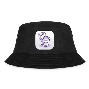 Minimalistisches Lavendel-WC-Symbol - Bucket Hat - Schwarz - Vorne - Lela (165cm)