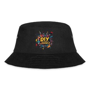 DIY Destroy it yourself - Handwerkeln Upcycling - Bucket Hat - Schwarz - Vorne - Lela (165cm)