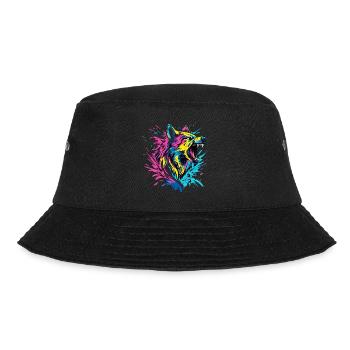 Wolf Wolfskopf Raubtier Wald Natur Wildnis Bunt - Bucket Hat - Schwarz - Vorne - Lela (165cm)
