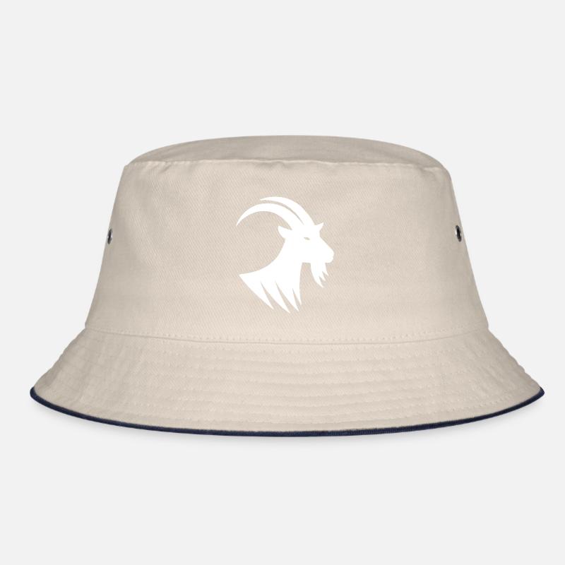 Goat silhouette portrait with horns Bucket Hat