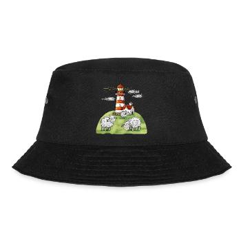 Leuchtturm und Schafe I Nordsee Ostsee Küste - Bucket Hat - Schwarz - Vorne - Lela (165cm)