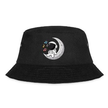 Niedlicher Astronaut auf den Mond Musik hören - Bucket Hat - Schwarz - Vorne - Lela (165cm)