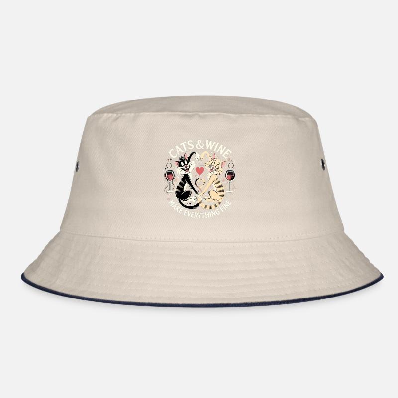 Cats and wine make everything fine funny gift Bucket Hat