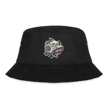Whimsical Octopus with Dreamy Expression - Bucket Hat - black - Front - Lela (165cm)