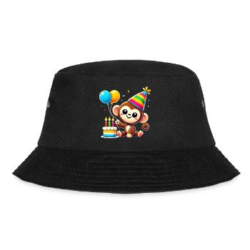 Monkey Kid Celebrating Birthday - Bucket Hat - Schwarz - Vorne - Lela (165cm)