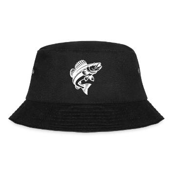 Jumping Zander Fish Classic Angler Motif - Bucket Hat - black - Front - Lela (165cm)