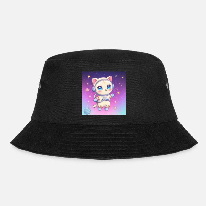 Astronaut Kätzchen - Bucket Hat - Schwarz