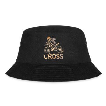 Retro Motocross Symbol - Bikers and Dirt Fans - Bucket Hat - black - Front - Lela (165cm)