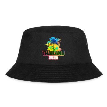 Thailand 2025 Bunt Palmen - Bucket Hat - Schwarz - Vorne - Lela (165cm)