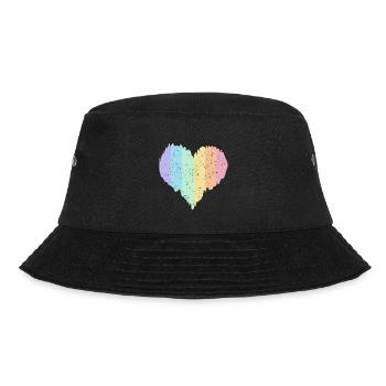 Rainbow Heart Pastel Colors Pride Month LGBTQ+ - Bucket Hat - black - Front - Lela (165cm)