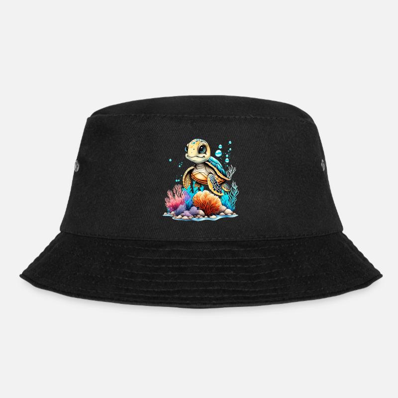 Lebendige Unterwasser-Schildkrötenszene - Bucket Hat - Schwarz